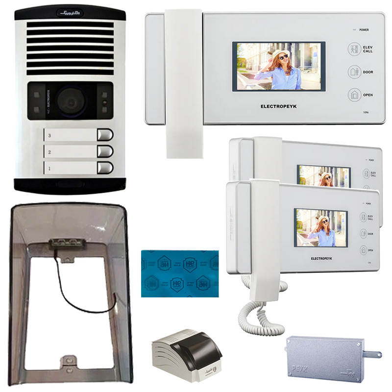 دربازکن تصویری الکتروپیک مدل FD/1086/3/1096/White  سه واحدی  به همراه محافظ صفحه نمایش
