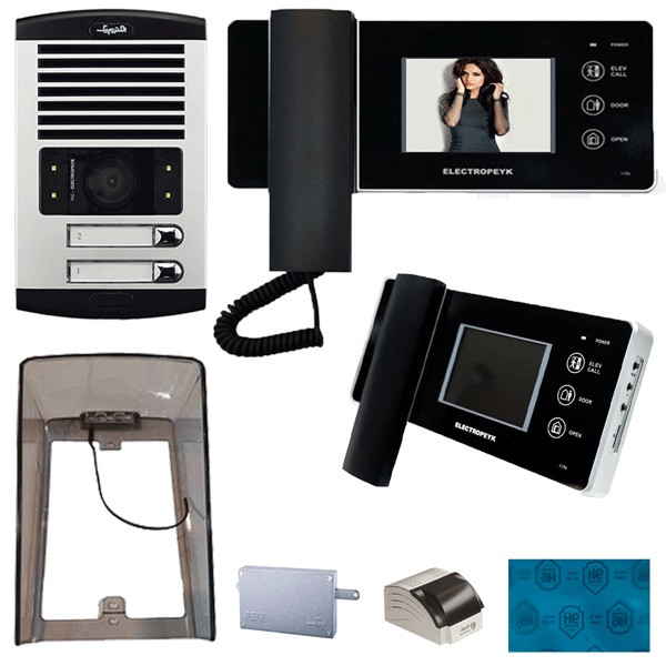 دربازکن تصویری الکتروپیک مدل FD/1086/2/1196/Black دو واحدی به همراه محافظ صفحه نمایش